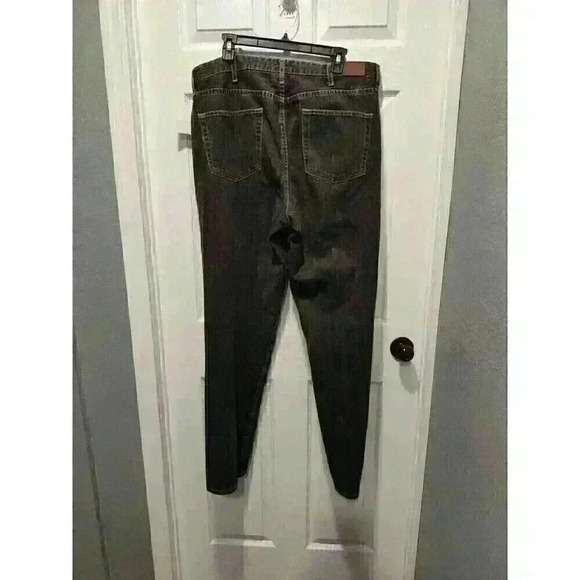 EXC Lands' End Black Traditional Fit Tapered Leg Denim Jeans Men's Size 37x32 - Picture 2 of 11